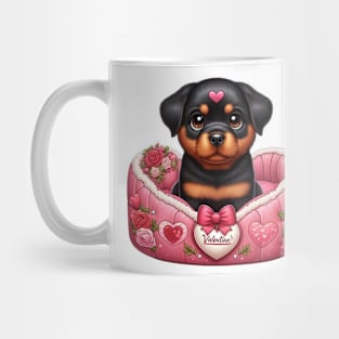 Valentine Rottweiler Dog in Bed Mug